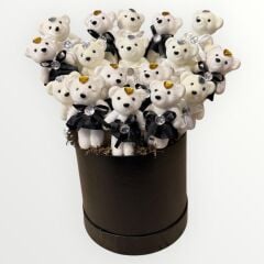 Siyah Kutuda Ayıcık Aranjmanı 17 Adet