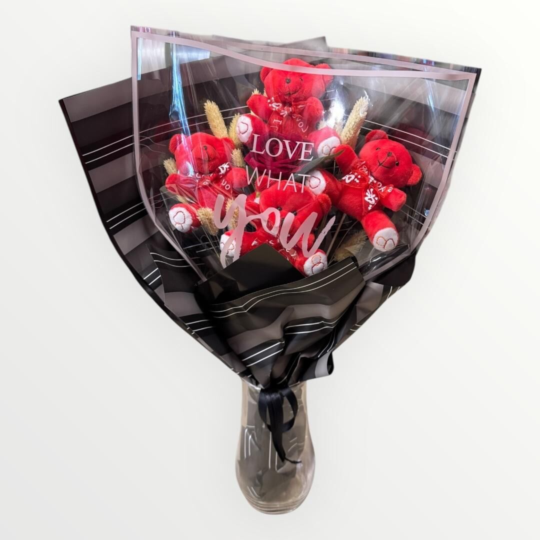 Kırmızı Pelüş Ayıcık Buketi