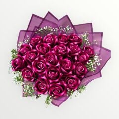 20'lü Fuşya Gül Buketi (Yapay)