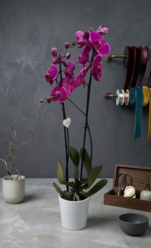 Çift Dallı Mor Phalaenopsis Orkide