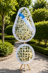 Beyaz Celbera 2 Katlı Ayaklı Çelenk