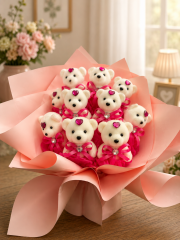 Peluş Ayıcık Buketi – Pembe Romantik Hediye